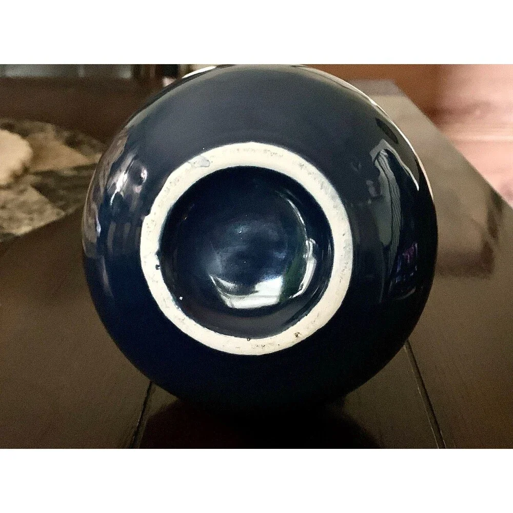 Cobalt Blue Gourd Vase Glossy Pomegranate Ceramic Dark Academia Mood Maximalist